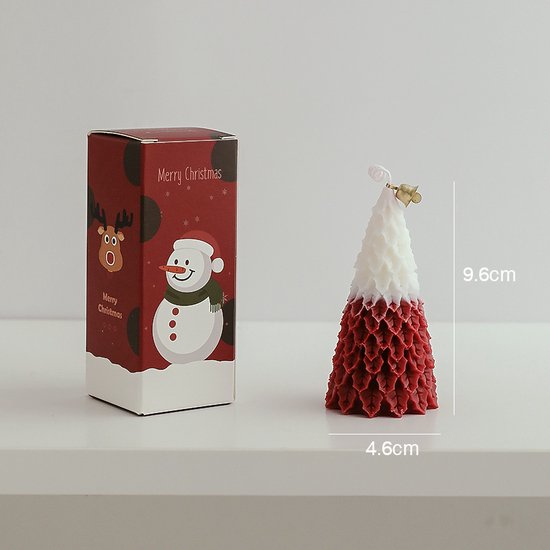 Kaars - Kerst Kaars - Kerstboom - Model B - Wit en Rood - Aromatherapie Kaars - Figuurkaars - Sham's Art