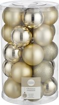 Bol.com House of Seasons Plastic Kerstballen Set - 25 Stuks - Ø8 cm - Champagne aanbieding