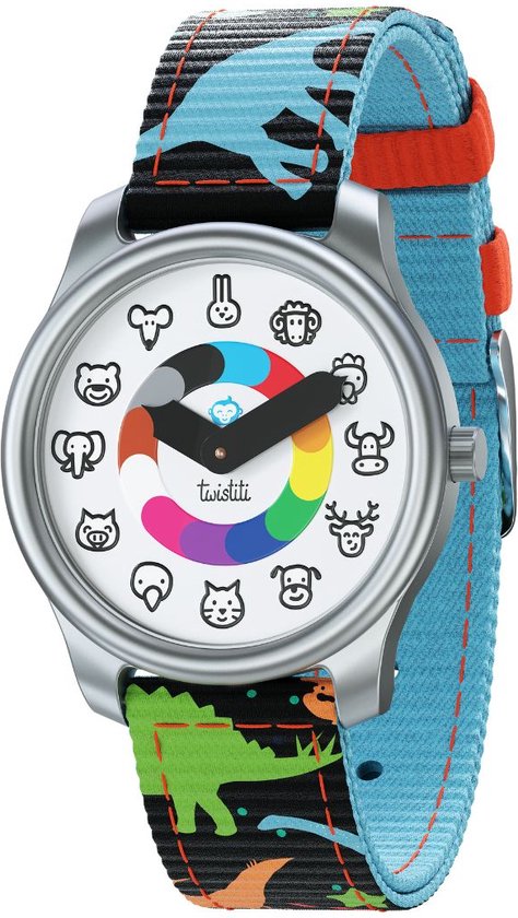 Twistiti Educatief Polsuurwerk voor Kinderen met Dierenwijzerplaat, Gebruik van Symbolen als Tijdsleraar, Waterdicht tot 50 meter, Fotoluminescentie, Geschikt vanaf 3 Jaar