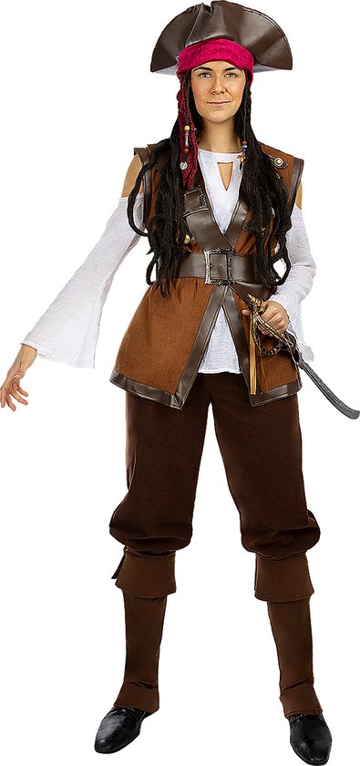Piratenkostuum Dames, Accessoires Set met Hoofddoek Riem & Satijnen