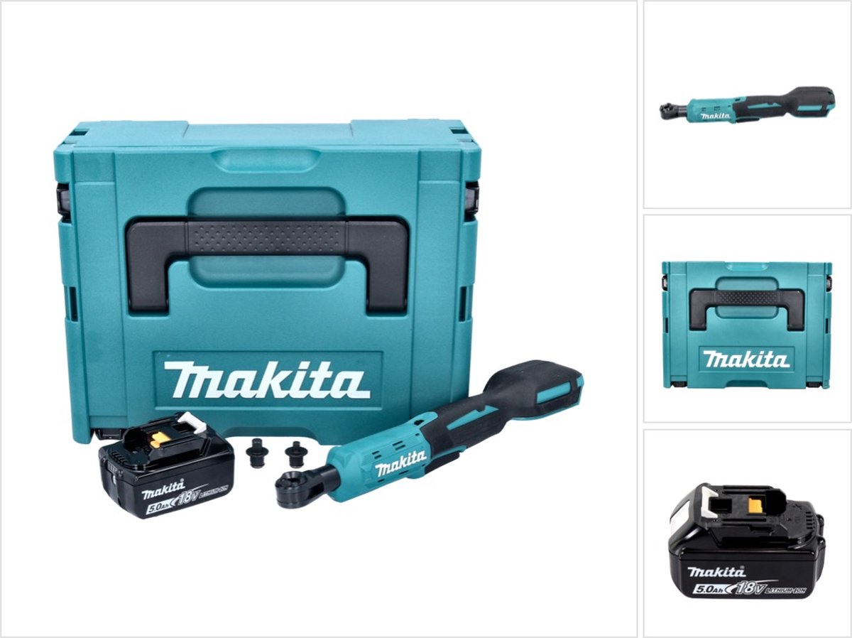 Makita DWR 180 T1J accu-ratelsleutel 18 V 47,5 Nm 1/4" 3/8" + 1x accu 5,0 Ah + Makpac - zonder oplader