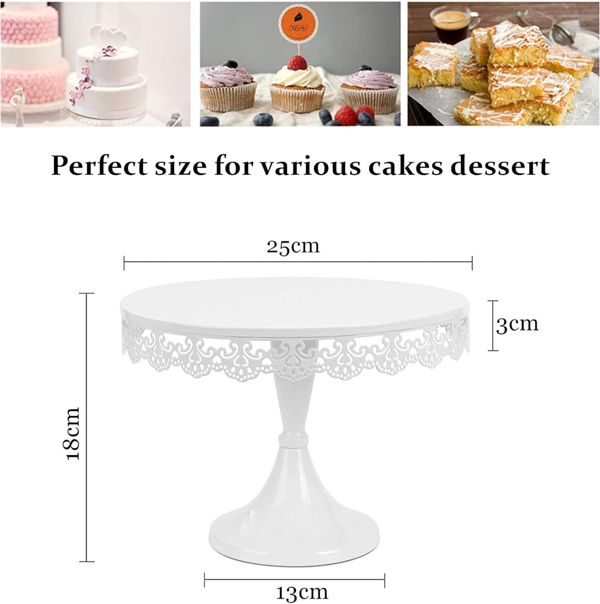 Présentoir à gâteaux de mariage doré à 2 niveaux de 25,4 cm - Ensemble de  présentation de table à dessert doré avec spatule, supports à gâteaux pour