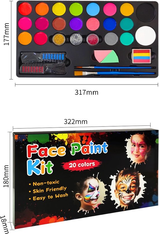 Modelverfset - 20 Kleuren met 3 Penselen, Miniverfset (Basis Modelverfset - 20 Kleuren met 3 Penselen, Miniverfset (Basis