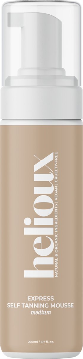 Helioux® Self Tanning Mousse Express Medium (1-3 hours) - Zelfbruiner Mousse voor Lichaam & Gezicht - Instant Tan - Vegan & Dierproefvrij - Natuurlijke Ingrediënten
