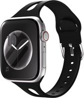 Strap-it Slim silicone band geschikt voor Apple Watch Series 1/2/3/4/5/6/7/8/9/SE - Zwart - Slank luxe siliconen bandje voor iWatch maat 38 mm 40 mm 41 mm