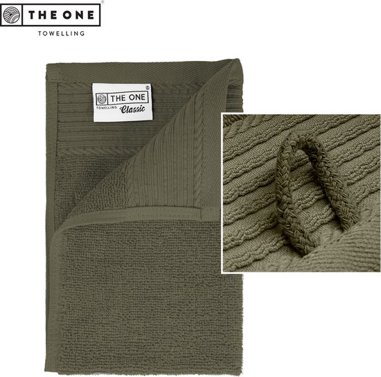The One Towelling Classic Gastendoek - Kleine handdoek - Hoge vochtopname - 100% Gekamd katoen - 30 x 50 cm- Olijfgroen