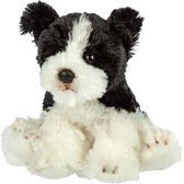 Pluche knuffeldier hond - Border Collie - 13 cm - zwart/wit - huisdieren thema