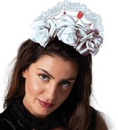Rozen/bloemen verkleed diadeem/tiara/kroon - wit - kunststof - volwassenen - Halloween/Day of the dead thema