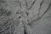 10 meter bont stof - Langharig - Zilvergrijs - Pluche stof op rol