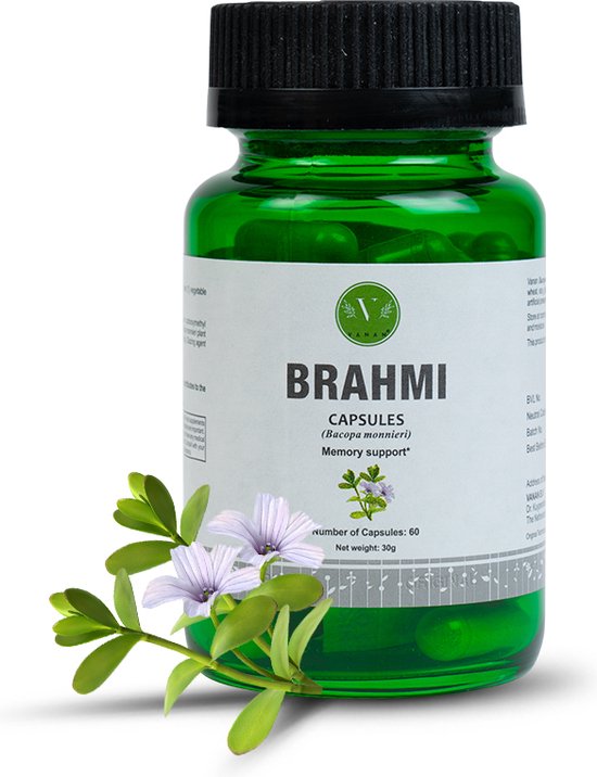 Vanan Brahmi – Geheugen en concentratie - Vegan voedingssupplement – Ayurvedisch – 60 capsules
