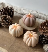 MinaCasa - Pompoen geurkaarsen set - 3 delig - Kaneel & Vanille geur - herfst - Pumpkin - woondecoratie