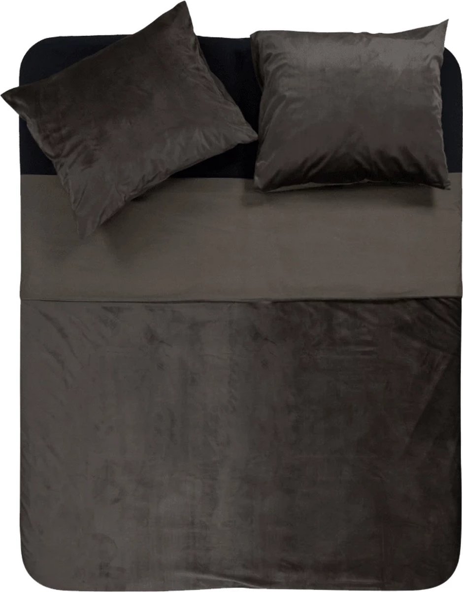 Fluweel zachte velvet dekbedovertrek uni taupe - 140x200/220 (eenpersoons) - super fijn slapen - luxe uitstraling - luxe kwaliteit - met handige drukknopen