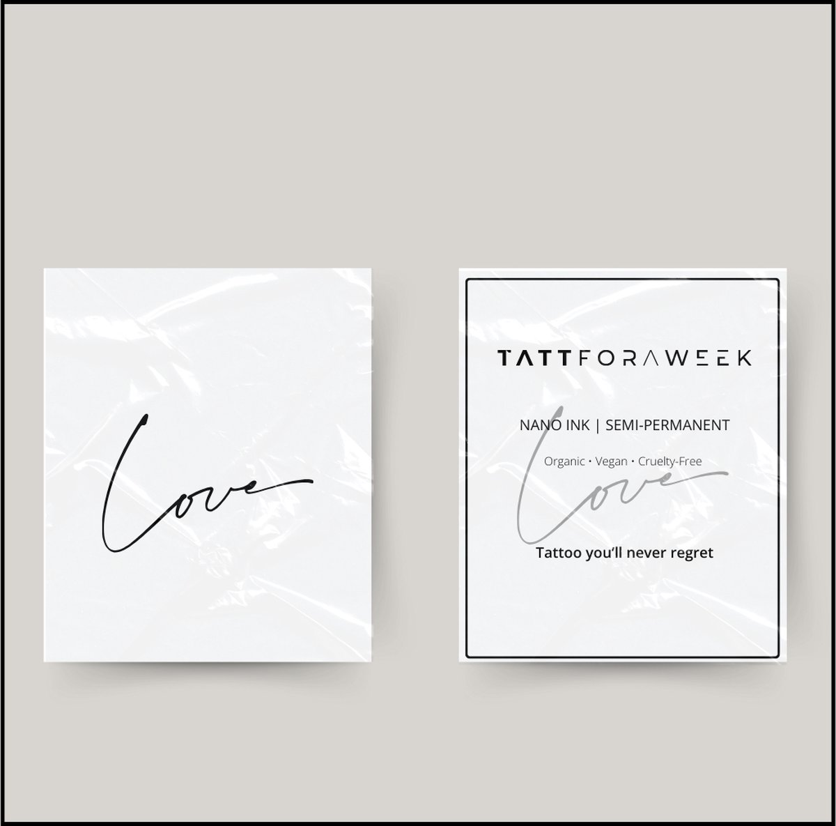 Tijdelijke tattoo love | Neptattoo volwassenen | Tijdelijke tattoo voor volwassenen | Temporary tattoo | Plaktattoos voor volwassenen | Neptattoos | Probeer zorgeloos een tattoo | tattforaweek