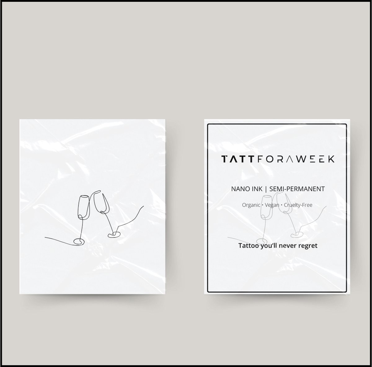 Tijdelijke tattoo champagneglazen Neptattoo volwassenen Blijft tot 15 dagen zitten tattforaweek