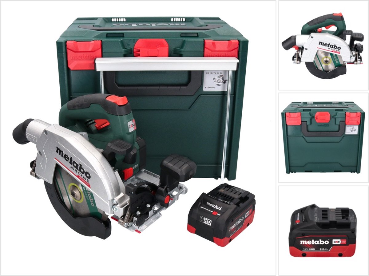 Metabo KS 18 LTX 66 BL Accucirkelzaag 18 V 165 mm + 1x accu 8.0 Ah + metaBOX - zonder lader