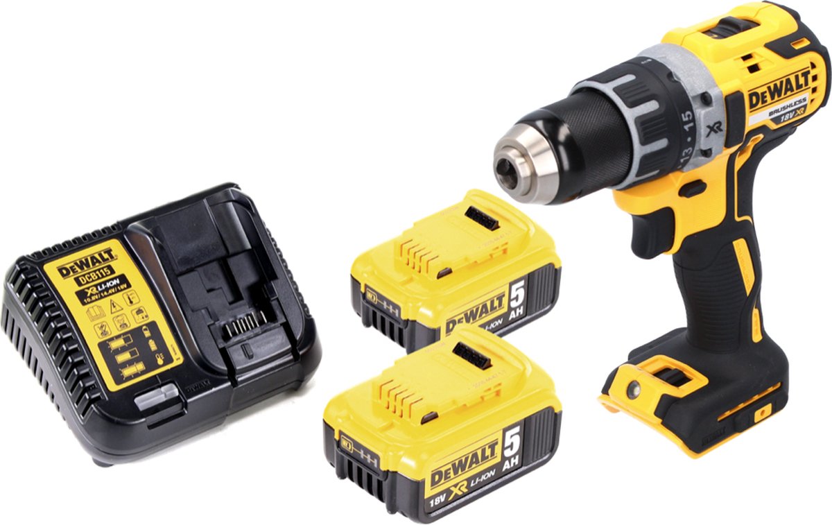 DeWalt DCD 791 P2 accuschroefboormachine 18 V 70 Nm borstelloos + 2x accu 5.0 Ah + lader thumbnail 2