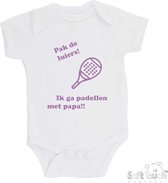 Body 100 % coton « Obtenez les couches ! Je vais jouer au padel avec papa !!" Padel Filles Katoen Wit/lilas Taille 68