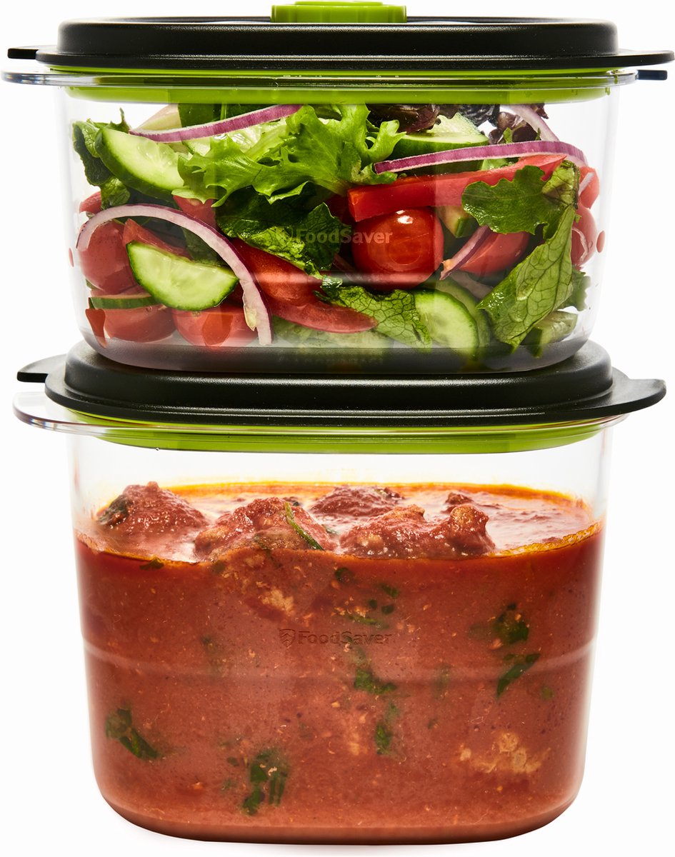 FOODSAVER FRESH VERSHOUDDOOS MET ZWART DEKSEL SET 700 ML EN 1,2 L  FFC025X