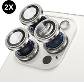 iPhone 15 Pro / 15 Pro Max Camera Lens protector - Wit Titanium - Screenprotector - 2 stuks - Camera Protector iPhone 15 Pro - Gehard Glas