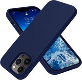 Mobiq - Liquid Siliconen Hoesje iPhone 15 Pro Max - donkerblauw