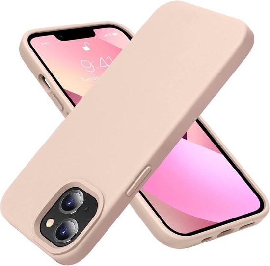 geschikt voor iPhone 15 Hoesje Siliconen - Soft Touch Telefoonhoesje - geschikt voor iPhone 15 Silicone Case met zachte voering - Liquid Silicone Case Hoesje geschikt voor iPhone 15 roze