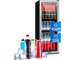 Beersafe 6XL koelkast 201 liter 5 plateaus glazen panoramadeur roestvrij staal