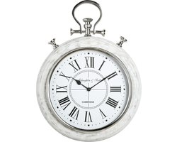Wandklok Bocino wit hout 50 cm hoog - diameter 36 cm - geluidloos - klok - horloge - landelijk - industrieel - cadeau - geschenk - relatiegeschenk - kerst - nieuwjaar - origineel – muurdecoratie – wanddecoratie - wandklok