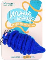 Mimis Daughters Monte De Muis - Kattenspeelgoed - 100% Viltwol - 2 Meter lange staart - 10 cm - Blauw