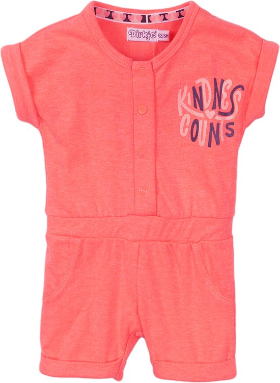 Dirkje baby meisjes jumpsuit Kindness Neon Coral