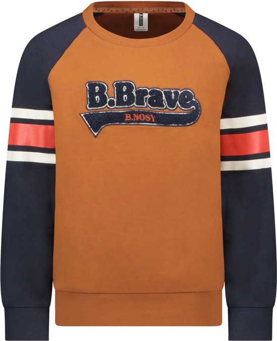 B.Nosy jongens sweater B.Brave met strepen op de mouwen Wood