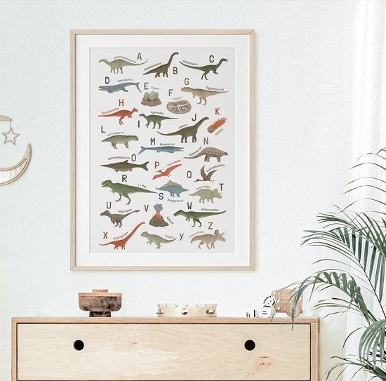 Dinosaurus Alfabet Poster 40x60 cm - Kinderkamer ABC Dinosaurus Kinderkamer Decoratie