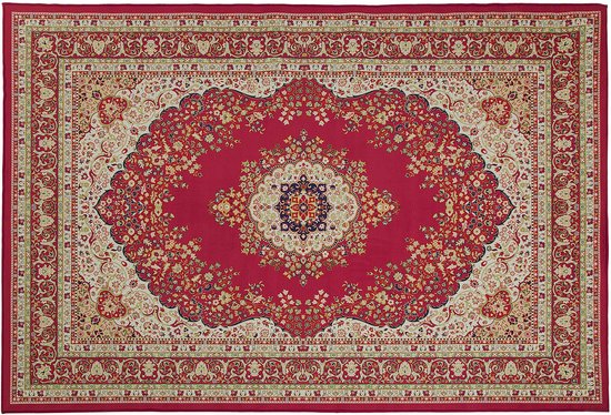 KARAMAN - Laagpolig vloerkleed - Rood - 160 x 230 cm - Polyester