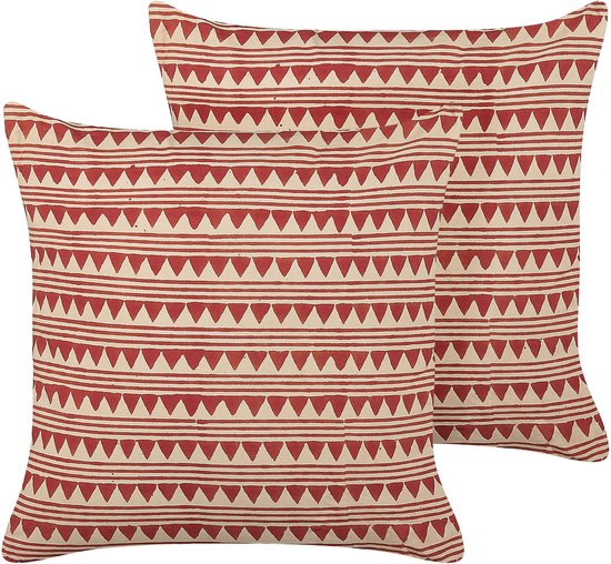 DEGLUPTA - Sierkussen set van 2 - Rood - 45 x 45 cm - Katoen