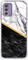 Back Cover Geschikt voor Nokia G42 Smartphone hoesje met doorzichtige rand Marble White Black