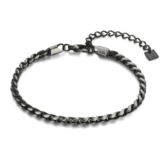Bracelet Twice As Nice en acier inoxydable, bracelet à maillons, acier mat noir 21 cm