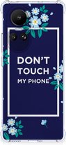 Shockproof Case Geschikt voor OPPO Reno10 Smartphonehoesje met transparante rand Flowers Blue Don't Touch My Phone