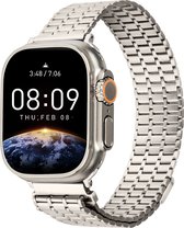 Strap-it Luxe Metalen Mesh horlogeband - Geschikt voor Apple Watch bandje - Series 1/2/3/4/5/6/7/8/9/SE - Sterrenlicht / Starlight - RVS bandje staal met magneet - Stalen iWatch bandje voor maat: 38 mm 40 mm 41 mm