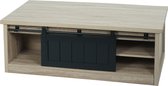 Salontafel MCW-K75, bijzettafel woonkamertafel, schuifdeur 6 opbergvakken, houtlook metaal 44x120x60cm ~ natuurlijke kleur
