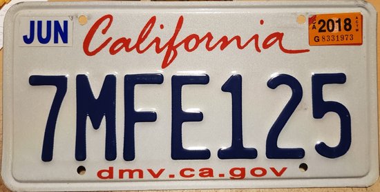 Plaque d'immatriculation américaine - CALIFORNIE DMV (Relief)