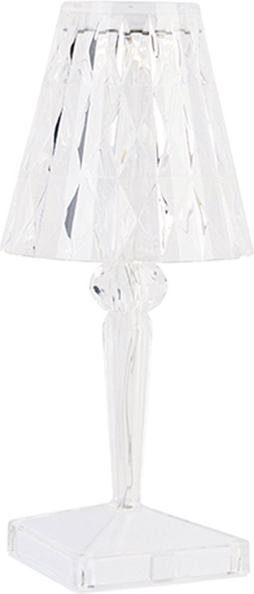 Crystal Lamp - Led Tafellamp - Klassiek - 3 Lichtstanden - Nachtlamp - 12 Uur Batterij - Transparant - Hoogte 26 CM - Diamond Lamp - Oplaadbaar -