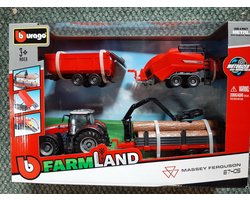 Massey ferguson 8740S met 3 aanhangers Burago