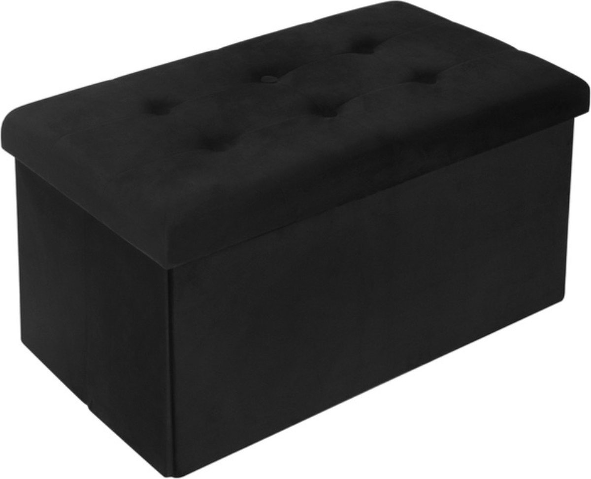 Covie - Zitbank - Opbergruimte - Opvouwbaar - Speelgoedkist - Black velvet