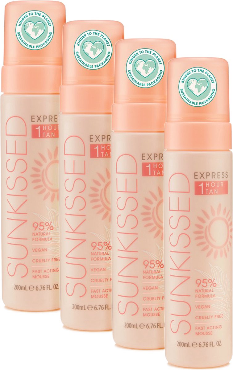 Sunkissed - Express 1 Hour Tan - Zelfbruiner- 4 x 200 ml - Voordeelverpakking