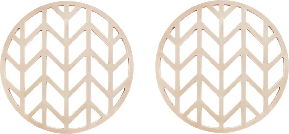 Krumble Pannenonderzetter - Set van 2 - Pannenonderzetter hittebestendig - Pannenonderzetter Siliconen - Pannenonderzettters - Pijlen patroon - Diameter 14 - Beige