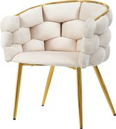 Merax Fluwelen Stoel - Luxe Velvet Stoel - Comfortabel Fauteuil - Beige