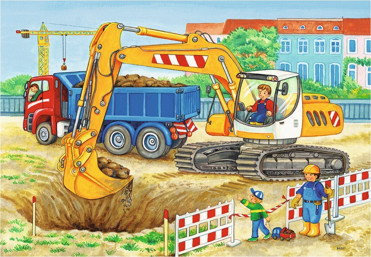 Ravensburger puzzel Op de bouwplaats en boerderij - 2x12 stukjes - kinderpuzzel — afbeelding 8