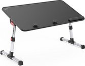 Bedtafel, in hoogte verstelbaar, met 4 instelbare hoeken, inklapbare laptoptafel, voor bank, vloer, werken, studeren, lezen, schrijven, eten, geschikt voor laptops tot 17 inch (60 x 33 cm, zwart)