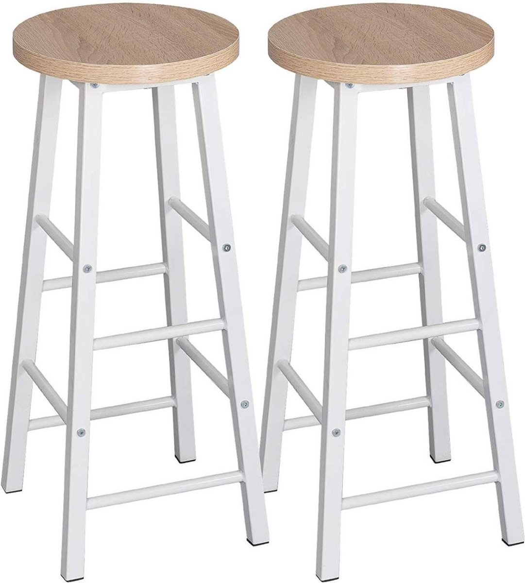 Happyment Hoge barkrukken Pablo - Zithoogte 71cm - Eiken - Set van 2 - Keuken - Barstoelen - Zonder rugleuning - Hout