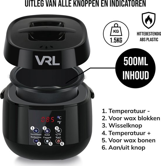 VRL Smart Wax Apparaat Set - Vegan – Kokos Wax Bonen - Wax Beans - Ontharing - Ontharingsapparaat - VRL