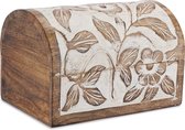 Sieradenkistje van hout met handgesneden bloemendesign, wit, decoratief, souvenirkistje, bewaarkistje, multifunctionele organizer, geweldig cadeau